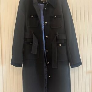 J.Crew Women’s Black Wool Coat with Velvet Trim